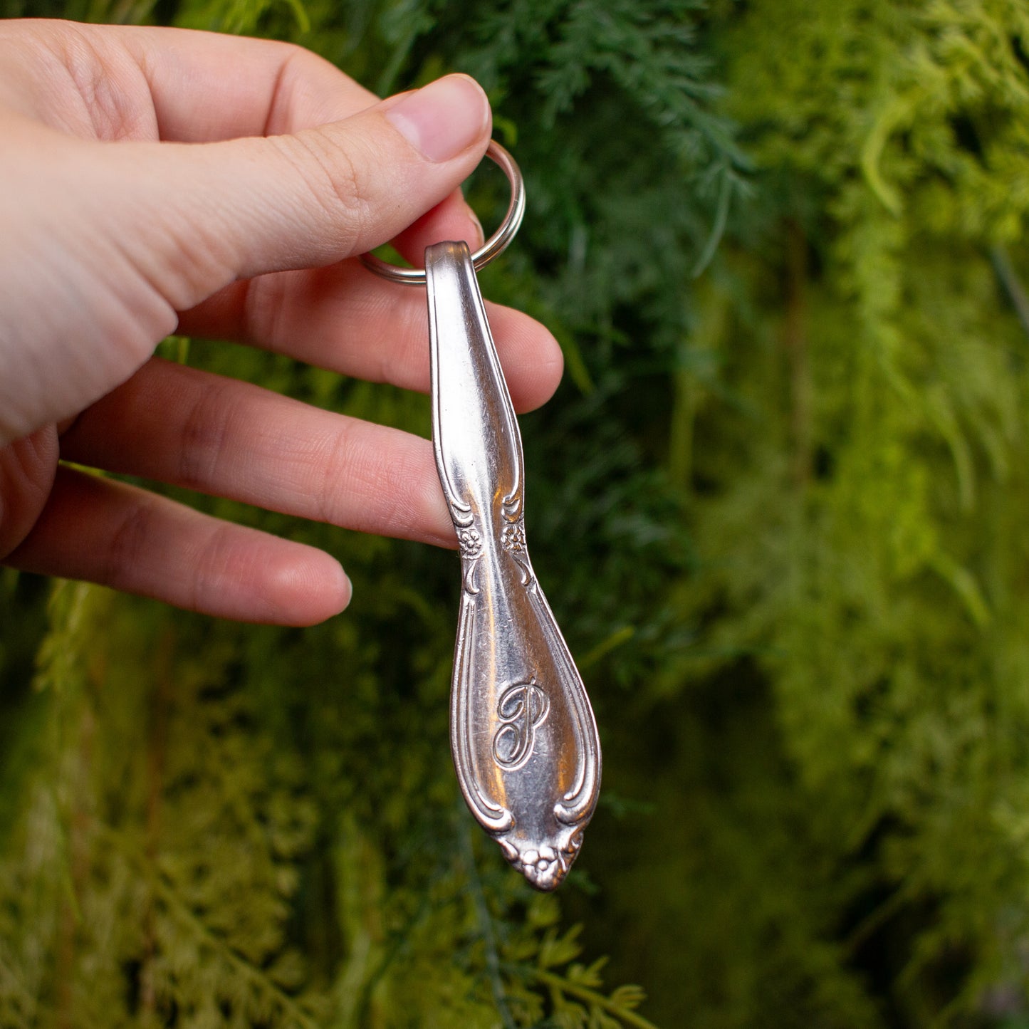 Monogram "P" Spoon Keychain
