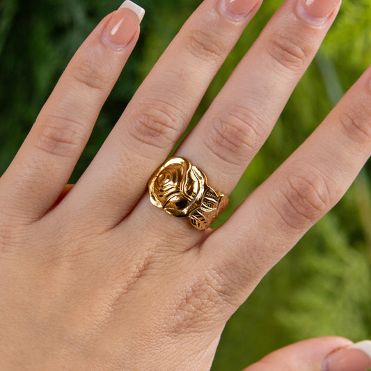 Gold Rose Spoon Ring- Big Version