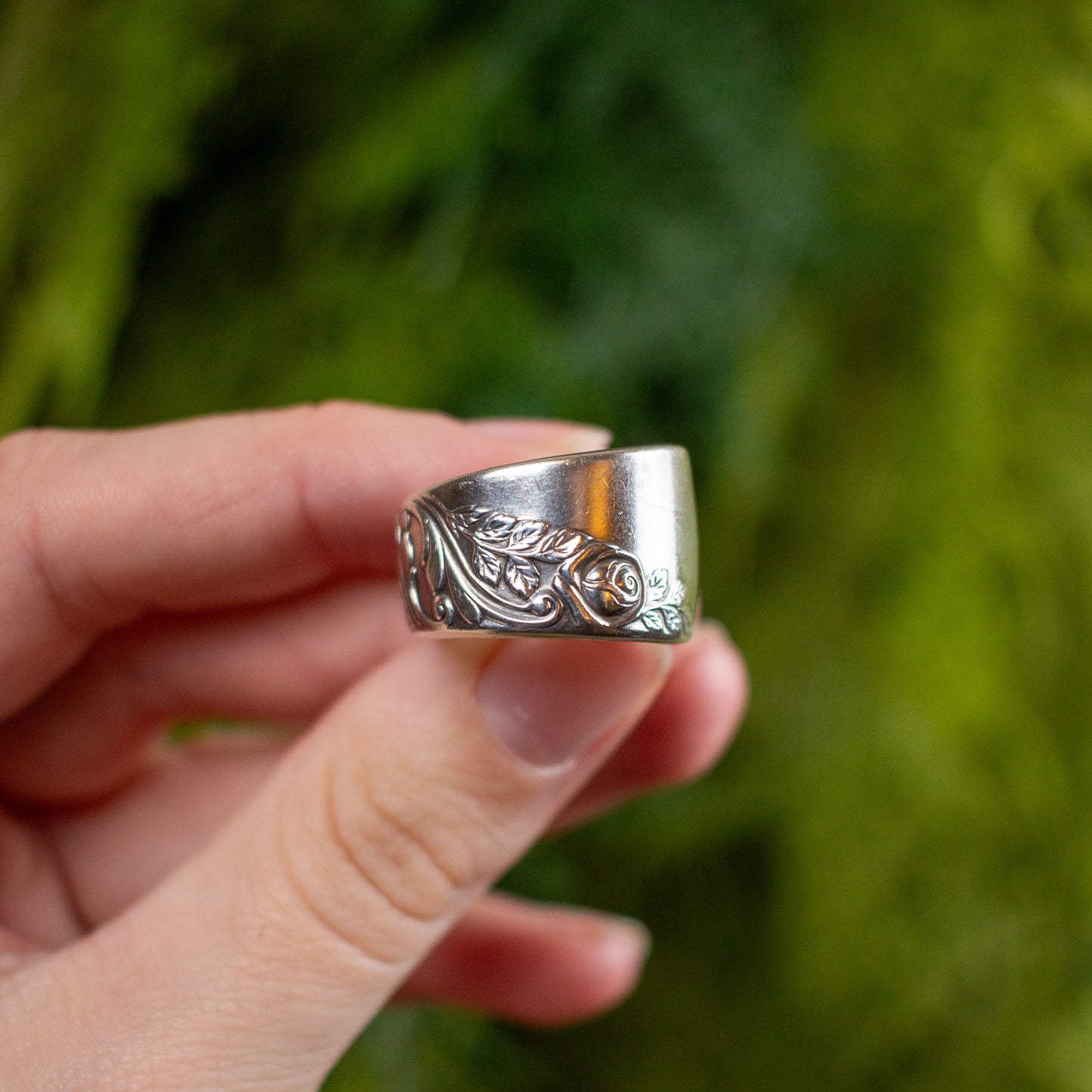 Silver Roses Spoon Ring