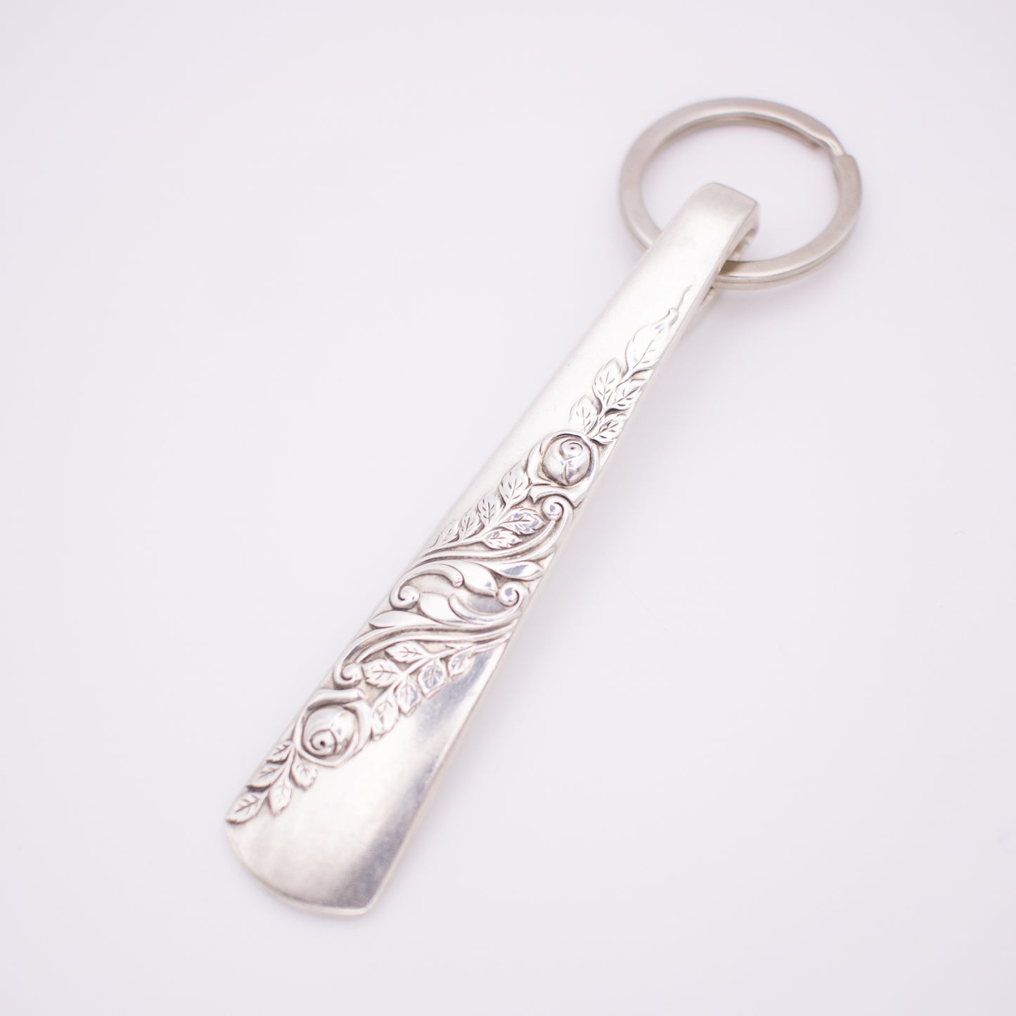 Silver Roses Spoon Keychain