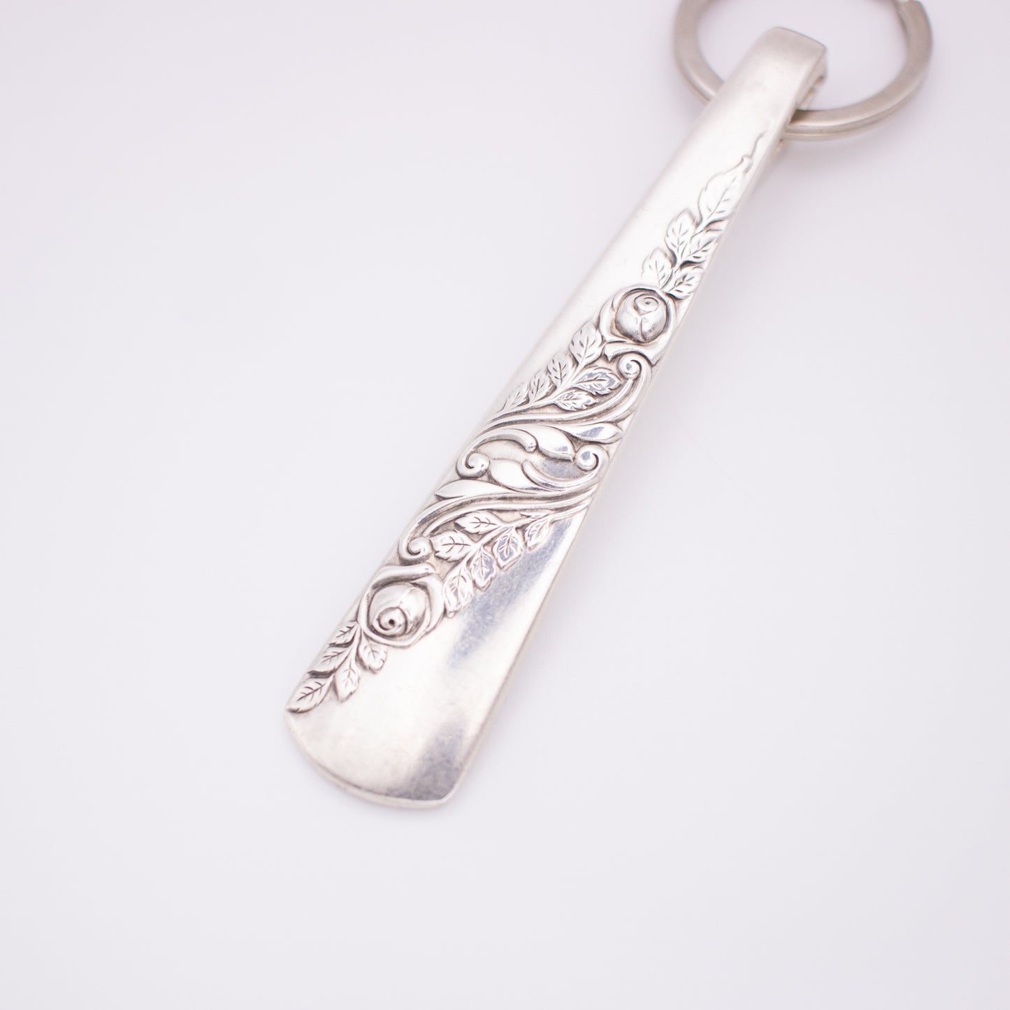 Silver Roses Spoon Keychain