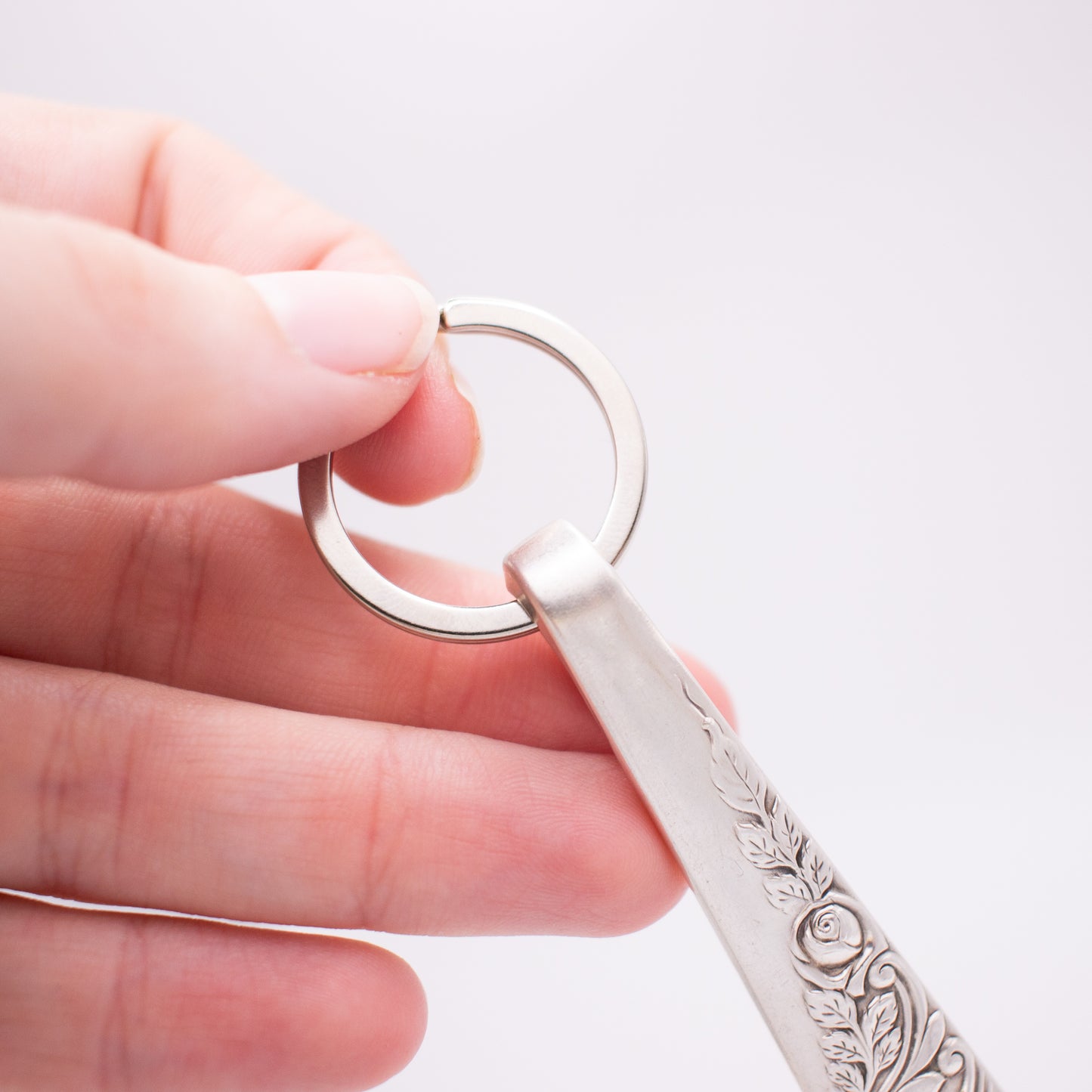 Silver Roses Spoon Keychain