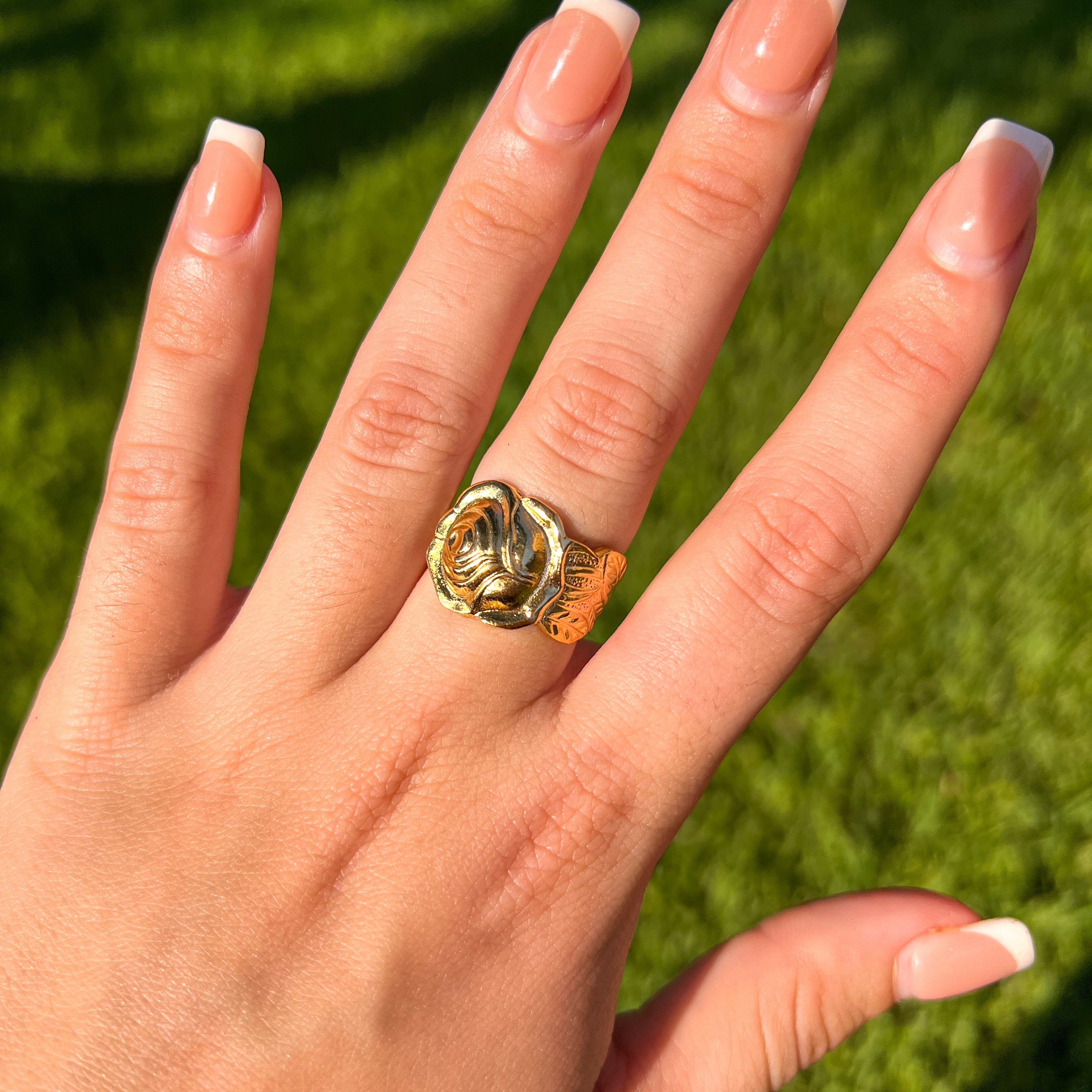 Gold Rose Spoon Ring- Big Version