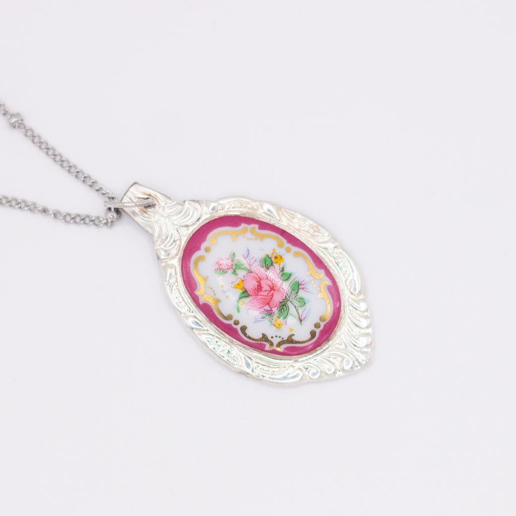 Pink Rose Spoon Necklace