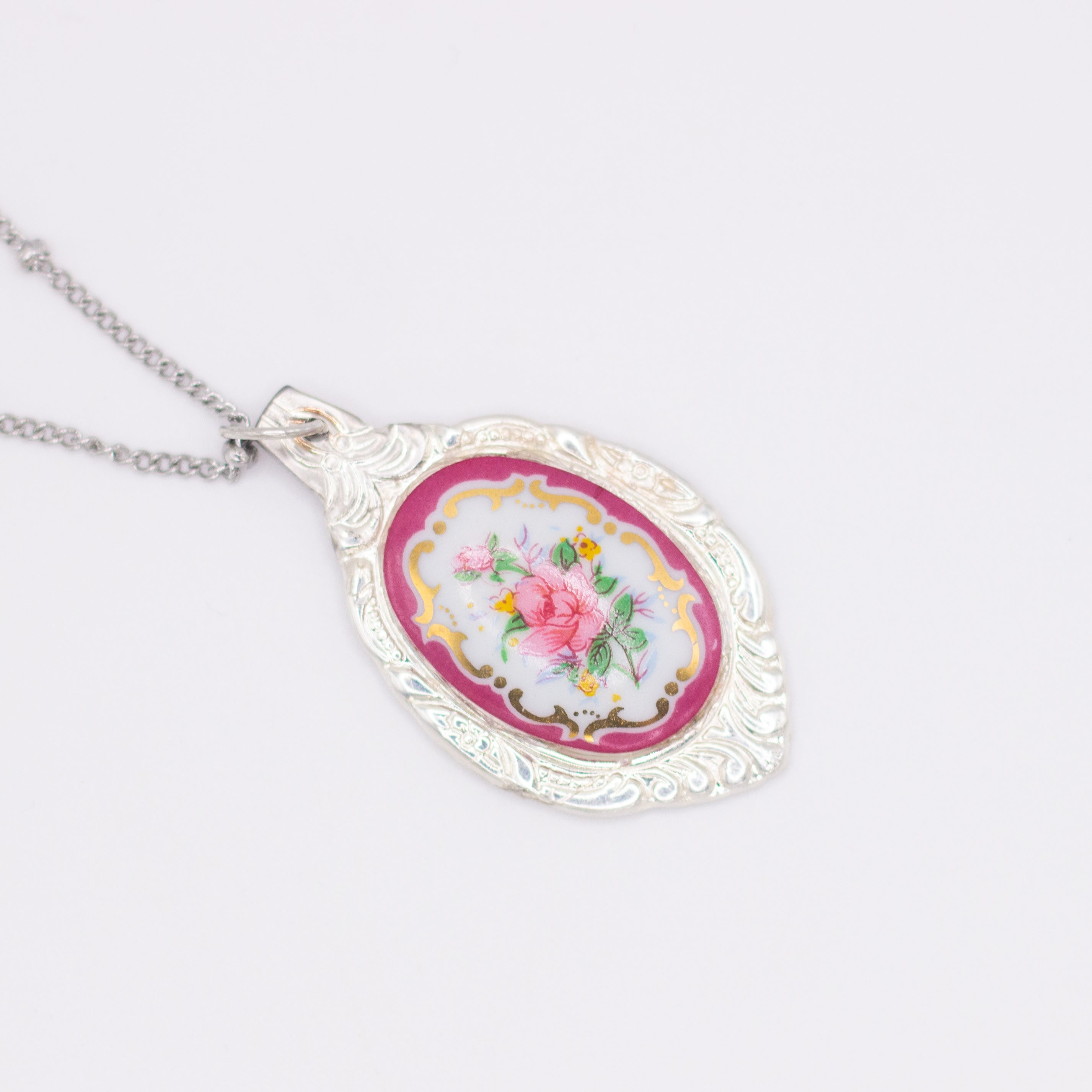 Pink Rose Spoon Necklace