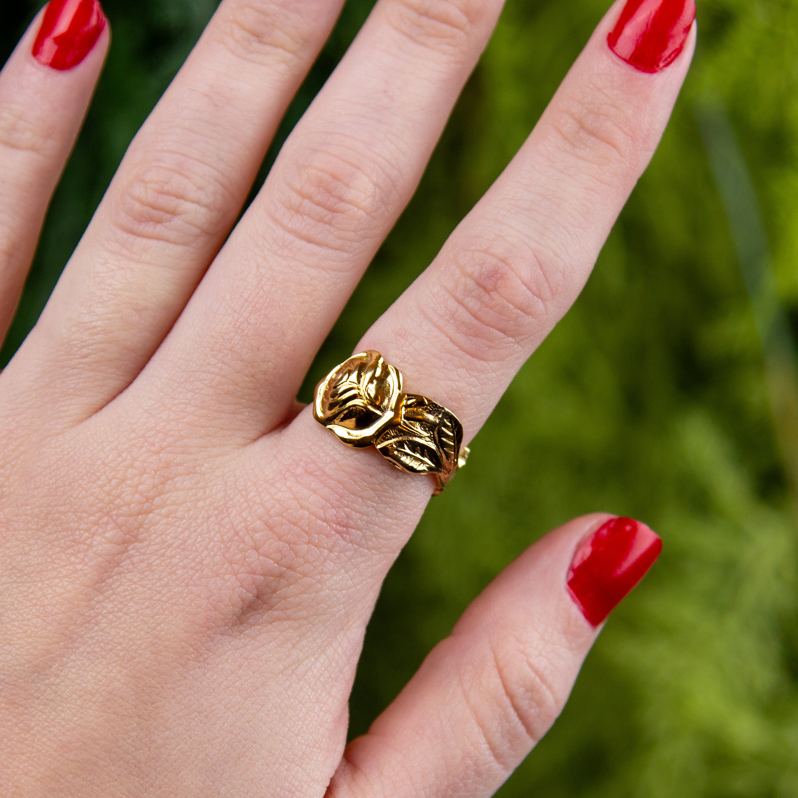 Gold Rose Spoon Ring- Small Version