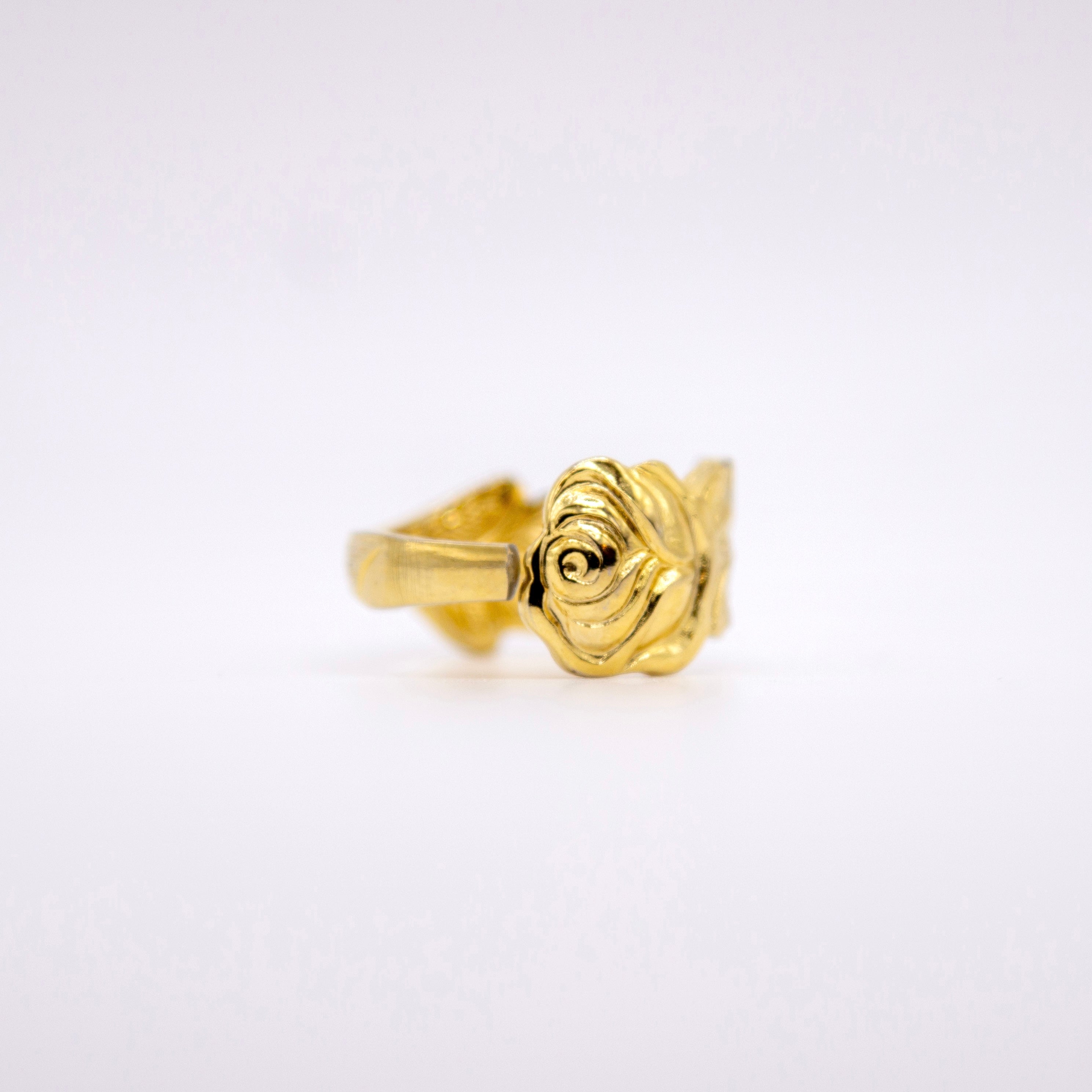 Gold Rose Spoon Ring- Small Version