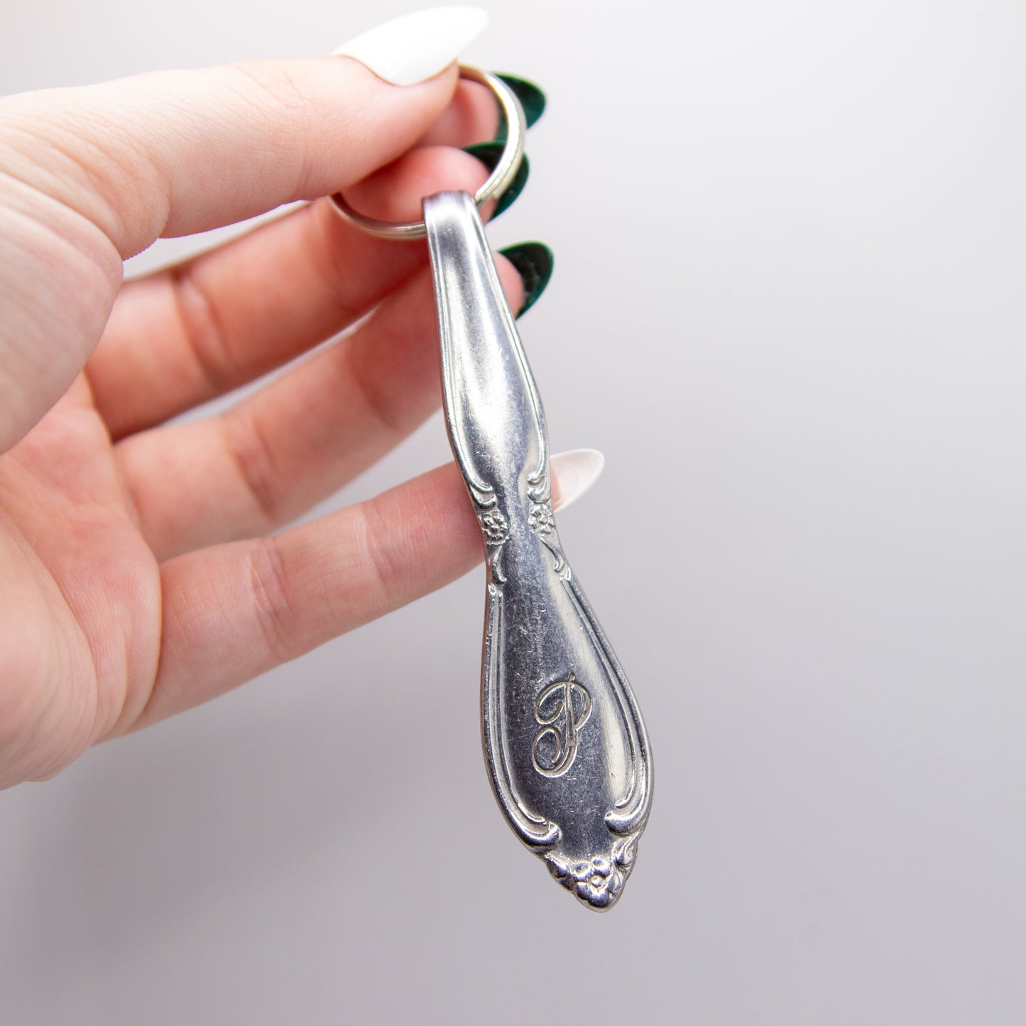 Monogram "P" Spoon Keychain